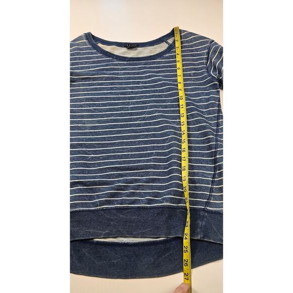 Theory size P blue chambray striped vintage fade slub sweater EUC Warm PETITE - Picture 7 of 8
